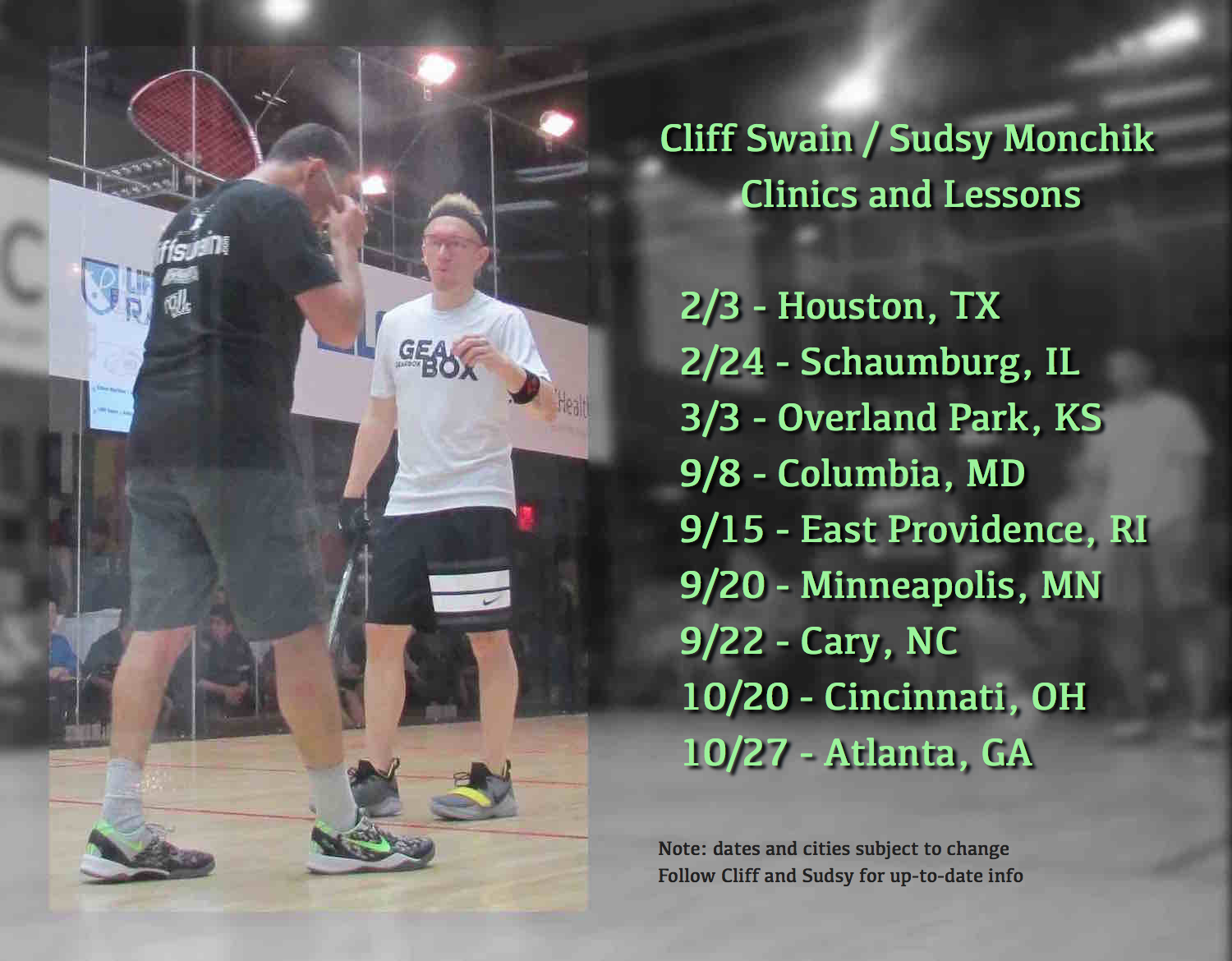 Cliff Swain and Sudsy Monchik Racquetball Clinics